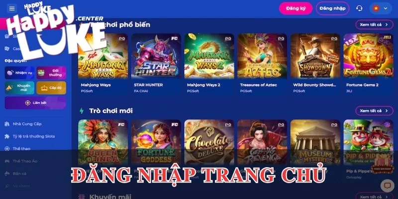 Đăng nhập trang chủ rút tiền Happyluke